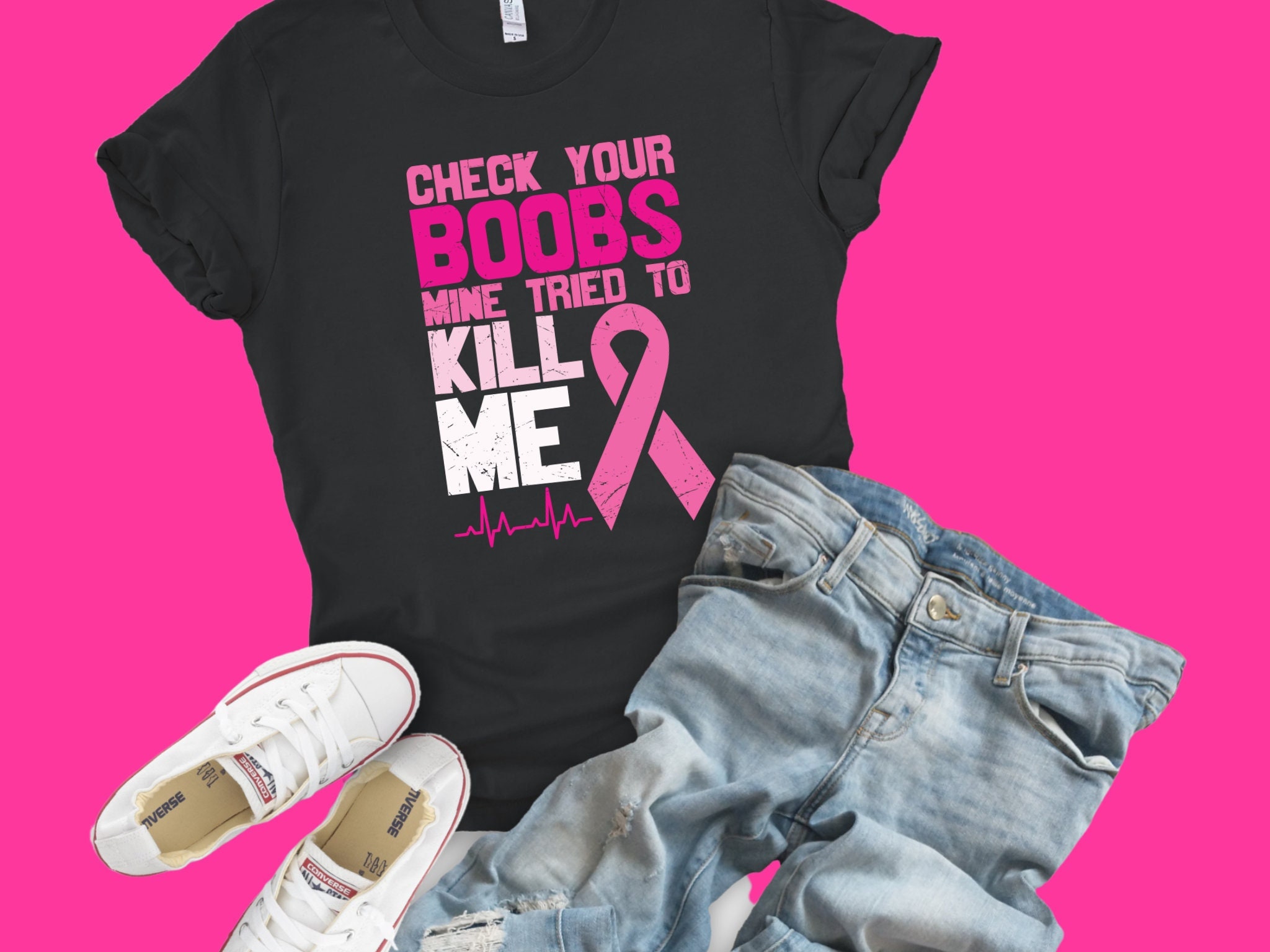 Check Your Boobs Mine Tried to Kill Me Adult Unisex Tshirt, October We