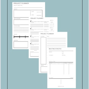 Project planner template, Printable planner, A4