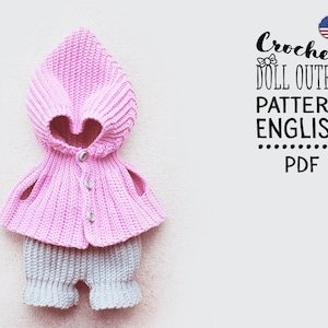 Modèle de tenue de poupée poncho rose pour poupée de 25-30 cm (PDF anglais)