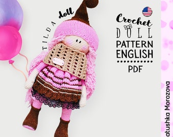 Häkelpüppchen Häkelanleitung Lada die Puppe, Tilda Doll, englisch, PDF