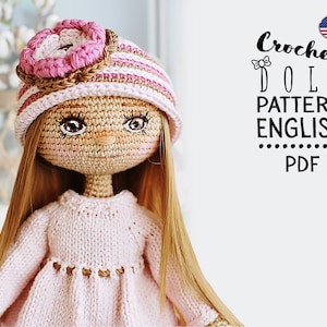 Crochet Doll Pattern – Betty Amigurumi Doll with Knitted Clothes – PDF Pattern in English – US Terms