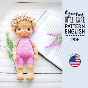 Crochet Doll Base Pattern English, Bella the doll, AMIGURUMI pattern, Basic Doll, tutorial body doll, E-n-G-lish