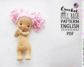 Modèle de base de poupée au crochet anglais, TaTa la poupée, modèle AMIGURUMI, poupée basique, tutoriel de poupée