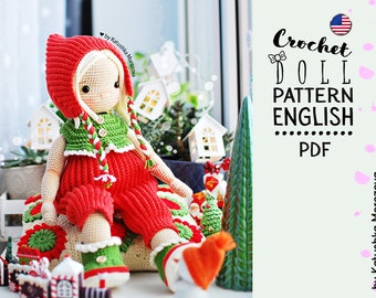 Häkelanleitung für Puppe englisch, Elif die Puppe, PDF, Weihnachten Häkelpuppe, Weihnachten Amigurumi Puppe