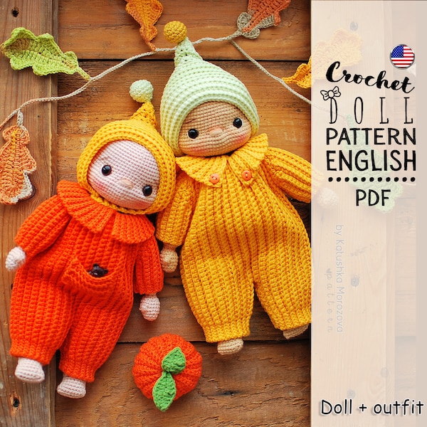 Gehaakte pop + gehaakte outfit, Babypop met outfit "Cactus", PDF, alleen E-N-Glish,