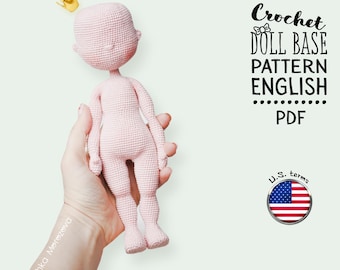 Crochet Doll Body Pattern – Amigurumi Base – English PDF Pattern – Wire Arms – Instant Download