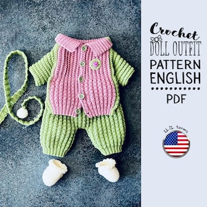 Crochet Doll Outfit Pattern: 27-30cm Doll Clothes (English PDF)