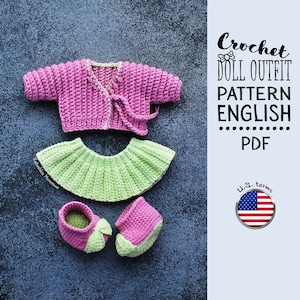 Crochet Doll Outfit Pattern: Fashion Girl Clothes for 25-27cm Doll (English, PDF)