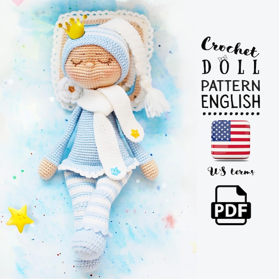 Sleeping Doll Crochet Pattern PDF | Amigurumi Baby Doll Tutorial, Soft Toy, DIY Gift, English