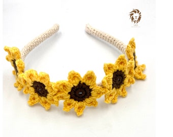 Knitting hair crown/Flower Crown/crochet sunflower /handmade tiara/amigurumi flower clip/flower garden buckle/amigurumi flower accessories