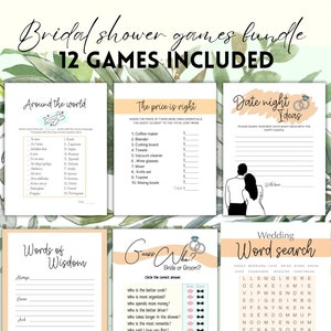 Bridal shower Games Bundle, 12 Printable Shower Games , Wedding Shower Games, Couple bridal Shower Printable games