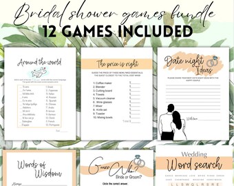 Bridal shower Games Bundle, 12 Printable Shower Games , Wedding Shower Games, Couple bridal Shower Printable games