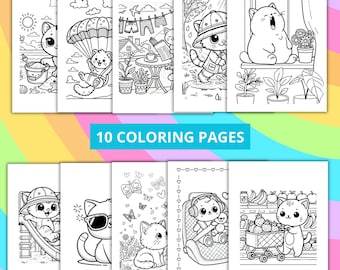 Cute Coloring Kittens | coloring pages | Print Ready PDF