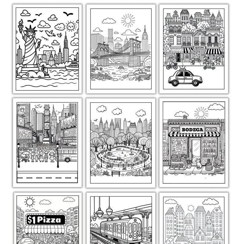 New York City Coloring Pages for Kids and Adults. the Big Apple