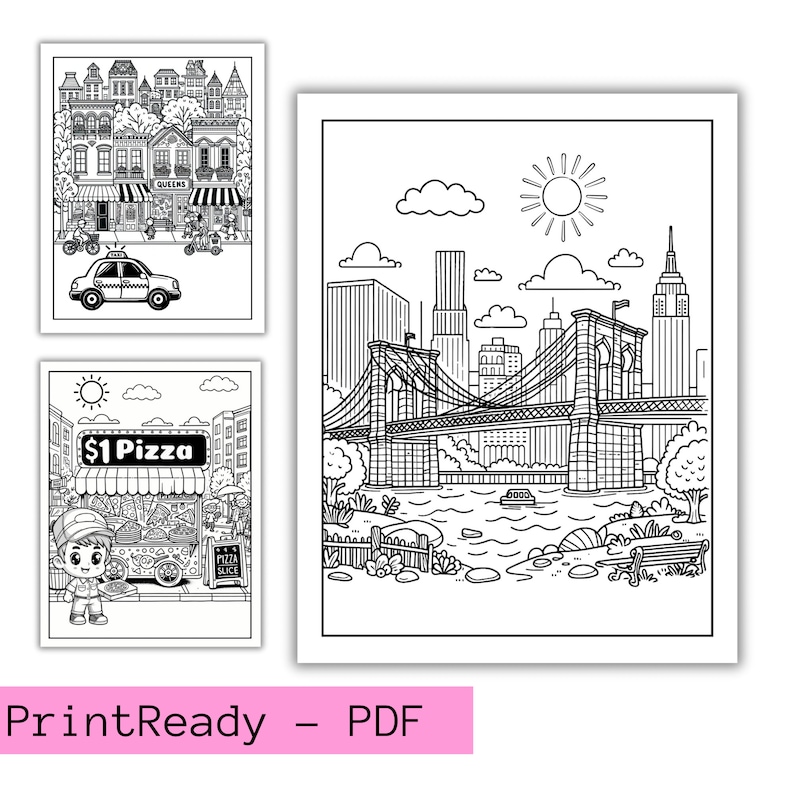 New York City Coloring Pages for Kids and Adults. the Big Apple