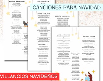 Villancicos para noche buena, Canciones de Navidad, letras Navideñas listo para impresión