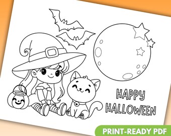 spooky-cute Halloween Coloring Page!