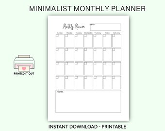 Minimalist Monthly planner