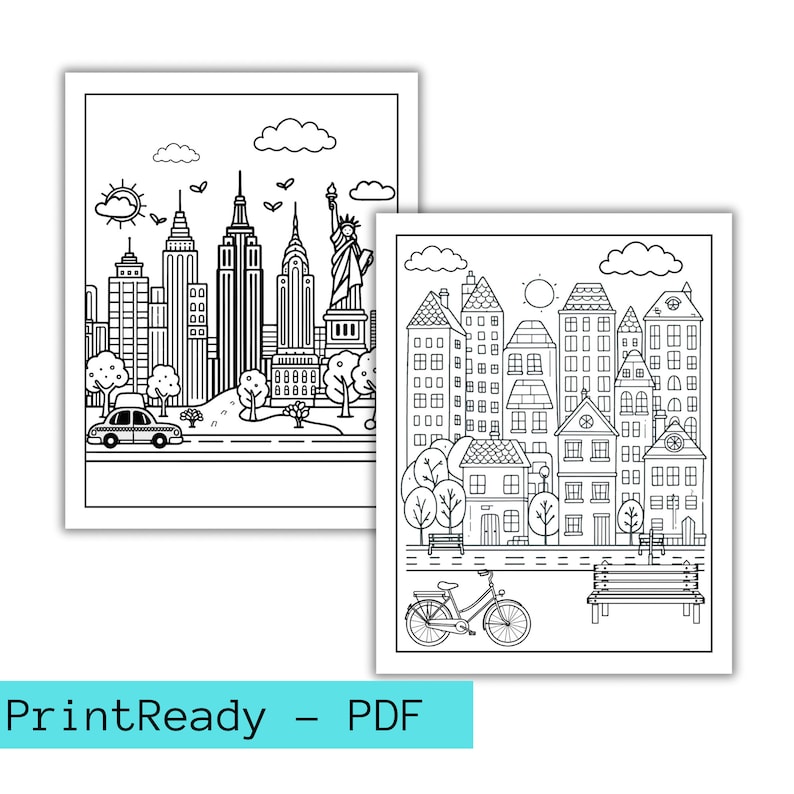 New York City Coloring Pages for Kids and Adults. the Big Apple