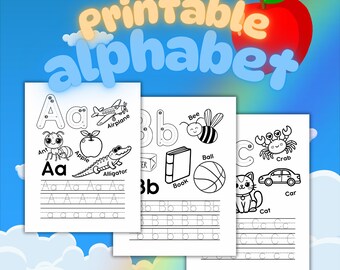 26 Alphabet Activity Pages: ABC Coloring and Tracing for Kids.