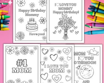 Happy Birthday Mommy coloring pages for kids , Print ready