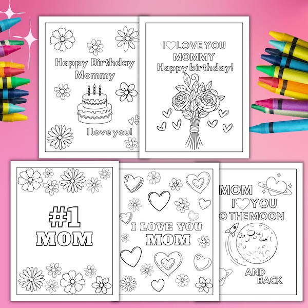 Happy Birthday Mommy coloring pages for kids , Print ready