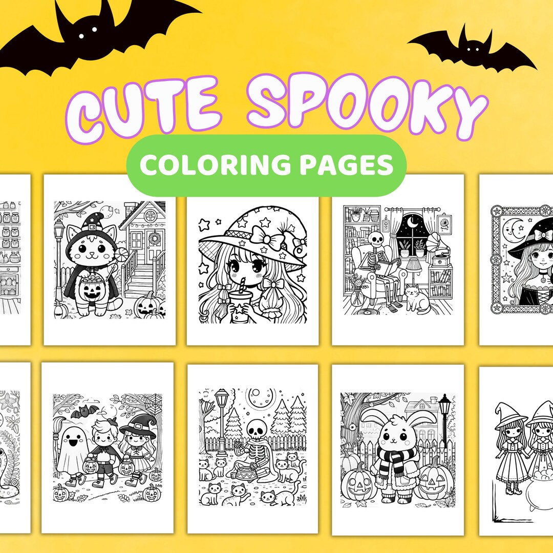 Cute but Spooky Coloring Pages Cute Cozy Spooky Scenes Print Ready PDF