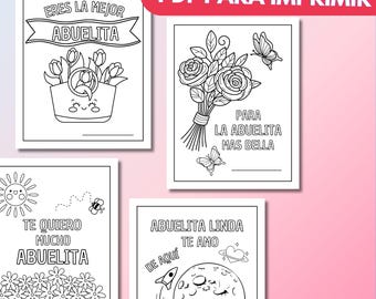 Eres la mejor abuelita, paginas para colorear,  TQM abuelita PDF