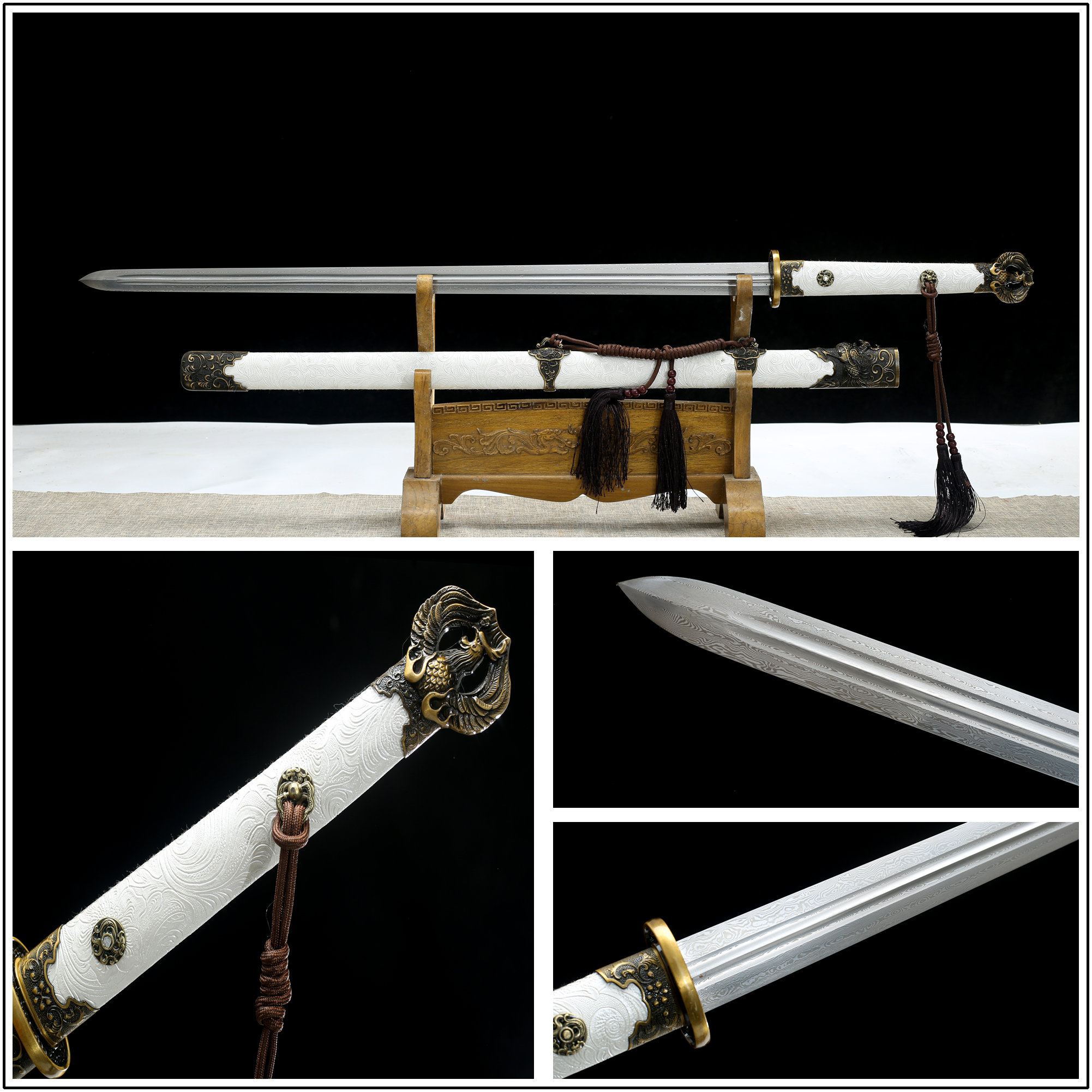  HERO SWORD Real Combat - Espada katana japonesa hecha a mano de  acero T10, afilada, espada samurai de espiga completa, verde, arma genial  para hombre, el mejor regalo y decoración del