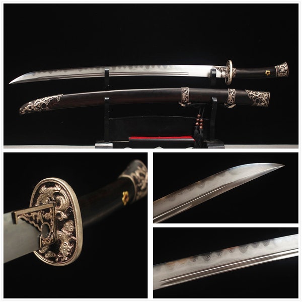 Handmade Qing dynasty swords Military swords Jin Yiwei sword Samurai sword katana Brass gilt silver ebony scabbardHigh-end gift collectibles