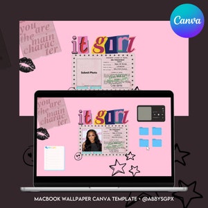 Editable Macbook Wallpaper | It Girl Main Character Theme | Canva Template