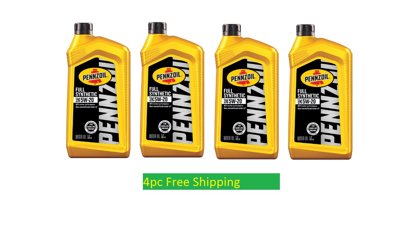 Pennzoil Full Synthetic Motor Oil 5W-20 1 Quart Pack of 4PC - Etsy