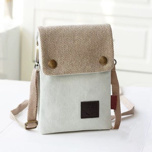 Mobile phone bag, women's summer 2022 new messenger mini bag, solid color canvas ,simple wild vertical, style coin pocket