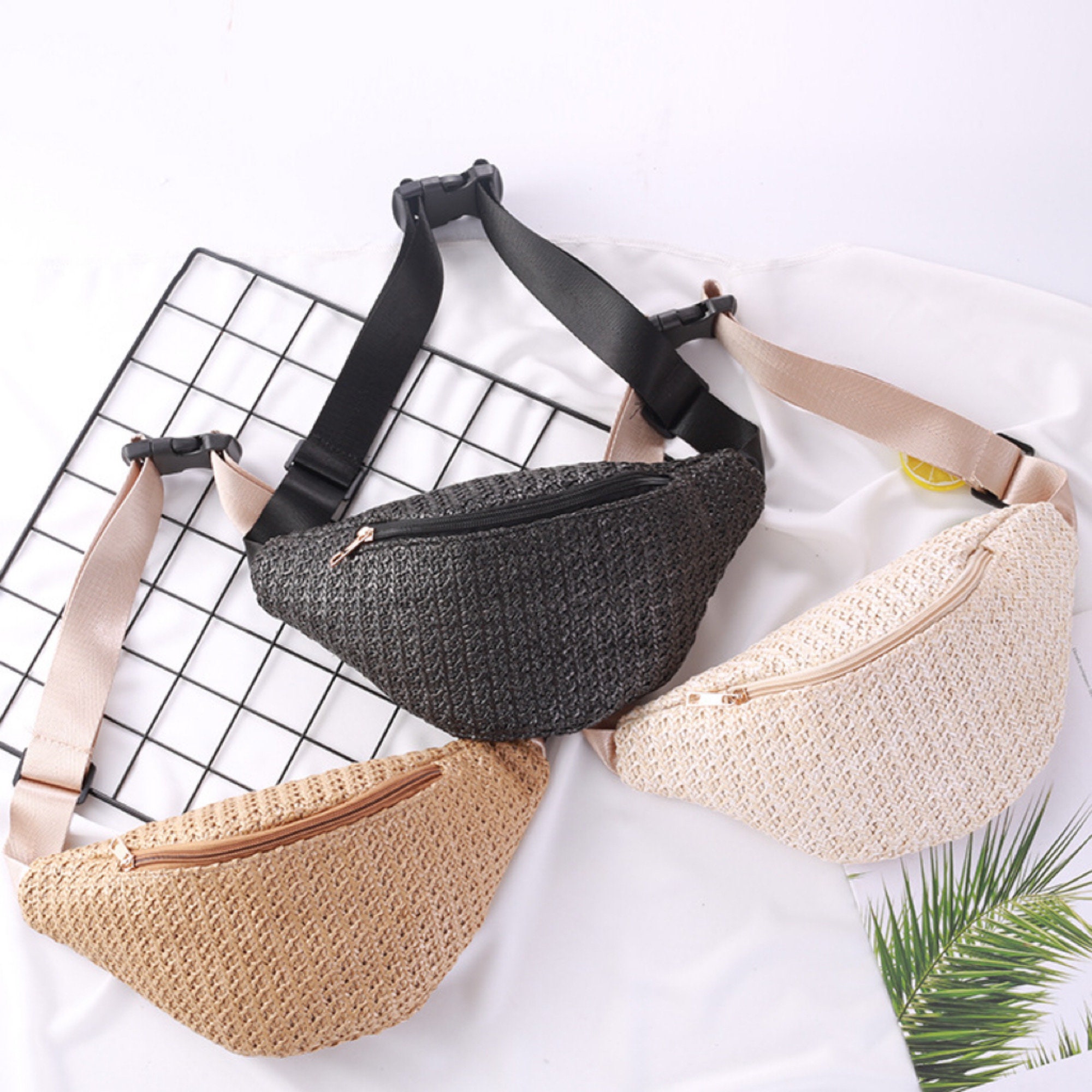 Women Waist Pack Straw Woven Chest Bag Crossbody Handbag Rattan Sling Fanny  new