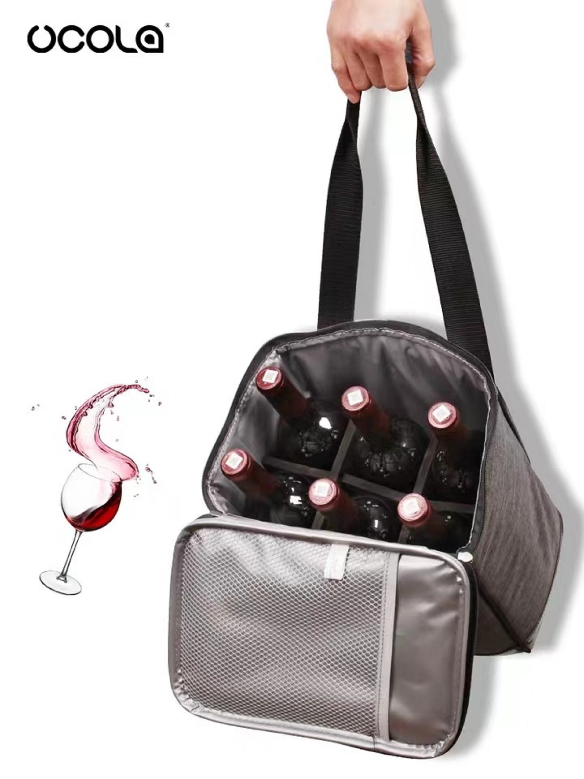 2 sacchetti trasparenti antigoccia refrigerati per bottiglia di vino rosso e champagne. 