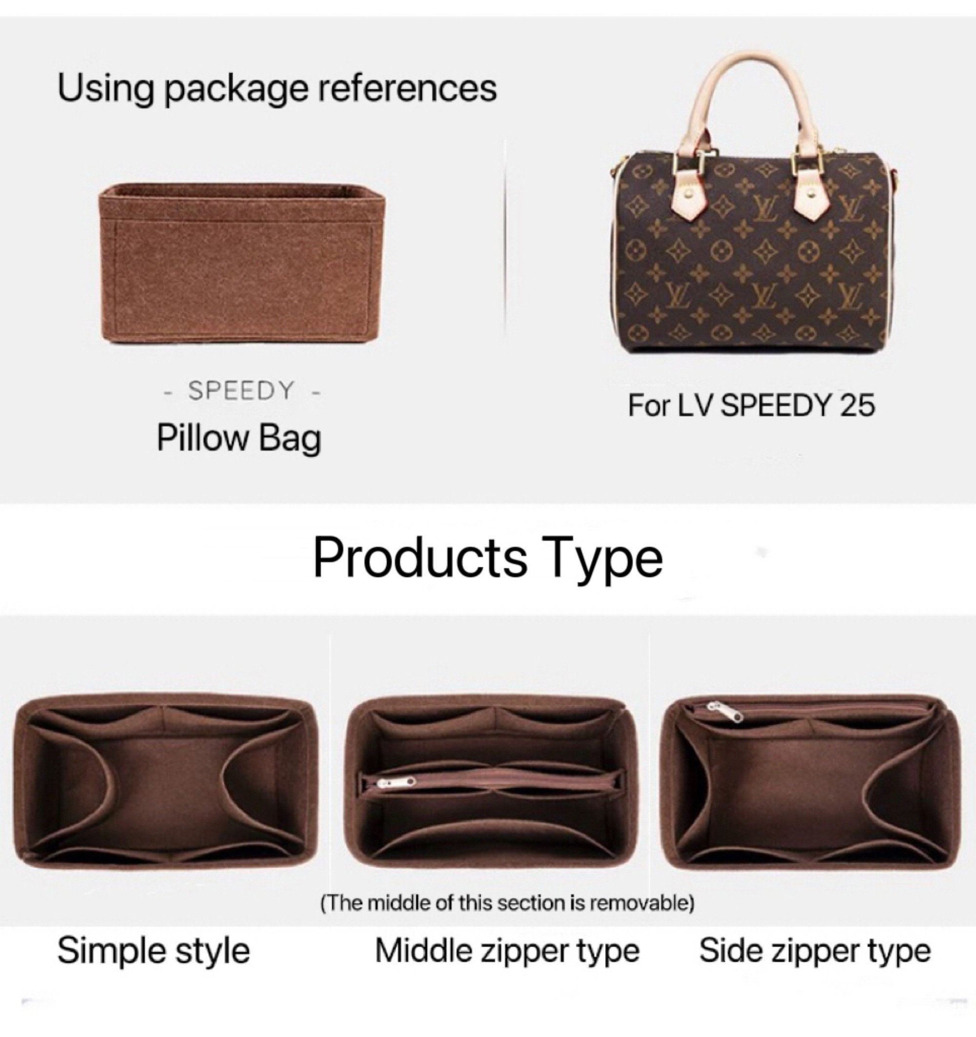 Buy LV Speedy 25 Bag Insert Inner Bag Organizer storage Online in India 