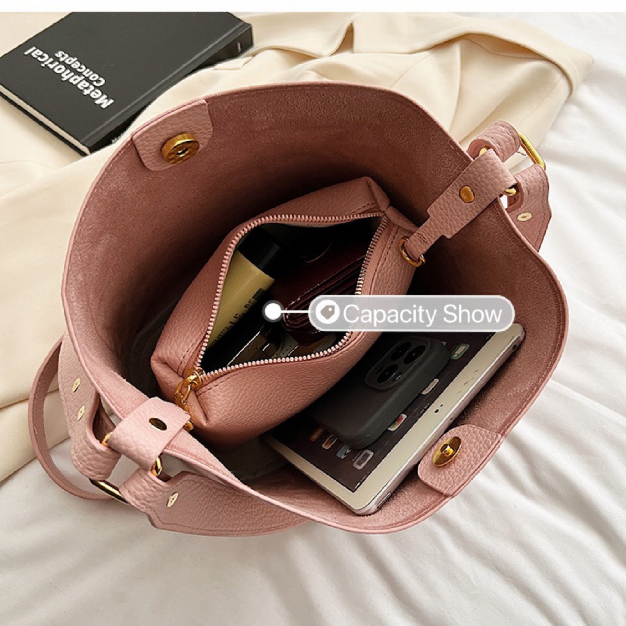 Geo Graphic Contrast Binding Crossbody Bag, Daily commuting use travel  vacation out street shopping pattern zipper pattern PU material barrel bag