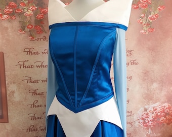 strapless open back dress Princess Aurora Blue Dress, Blue Aurora Cosplay Halloween Costume –  Cosplayrr