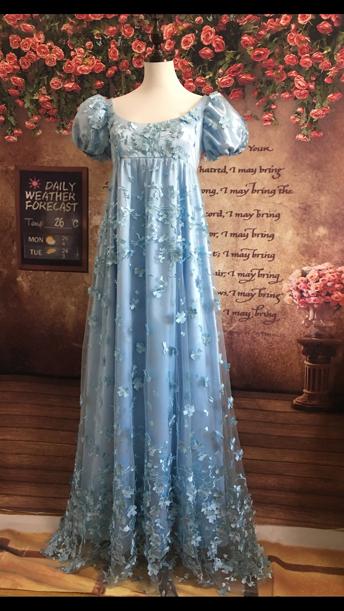 blue and gray dress Simple A Line Satin Gray Blue Long Prom Dress, Gray Blue Long Bridesmaid Dress US 14 / Gray Blue(As Picture)
