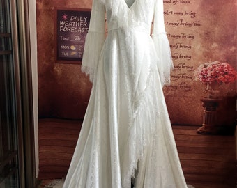 Christine Daae Costume Adult Christine Daae White Lace Robe Dressing Gown