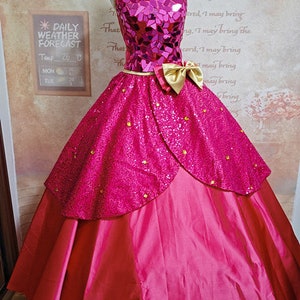 strapless open back dress PRINCESS GOWN PINK FLORAL main image 1