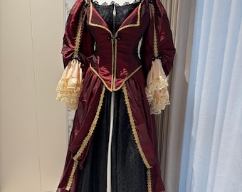 Elizabeth Swann Dress Red Gown Pirates Black Pearl Cosplay Costume