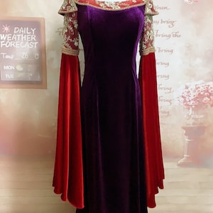 Arwen Cosplay Costume, Red Arwen Dress, Medieva Elven Dress