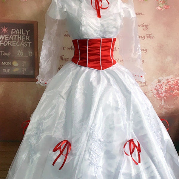Vestido de Mary Disfraz de cosplay de Mary Poppins blanco