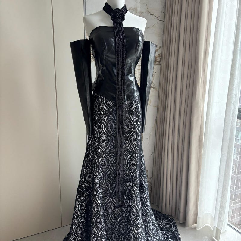 mini black sequin dress Charming Black Formal Dresses With fabric_Chiffon Color:Black and Red