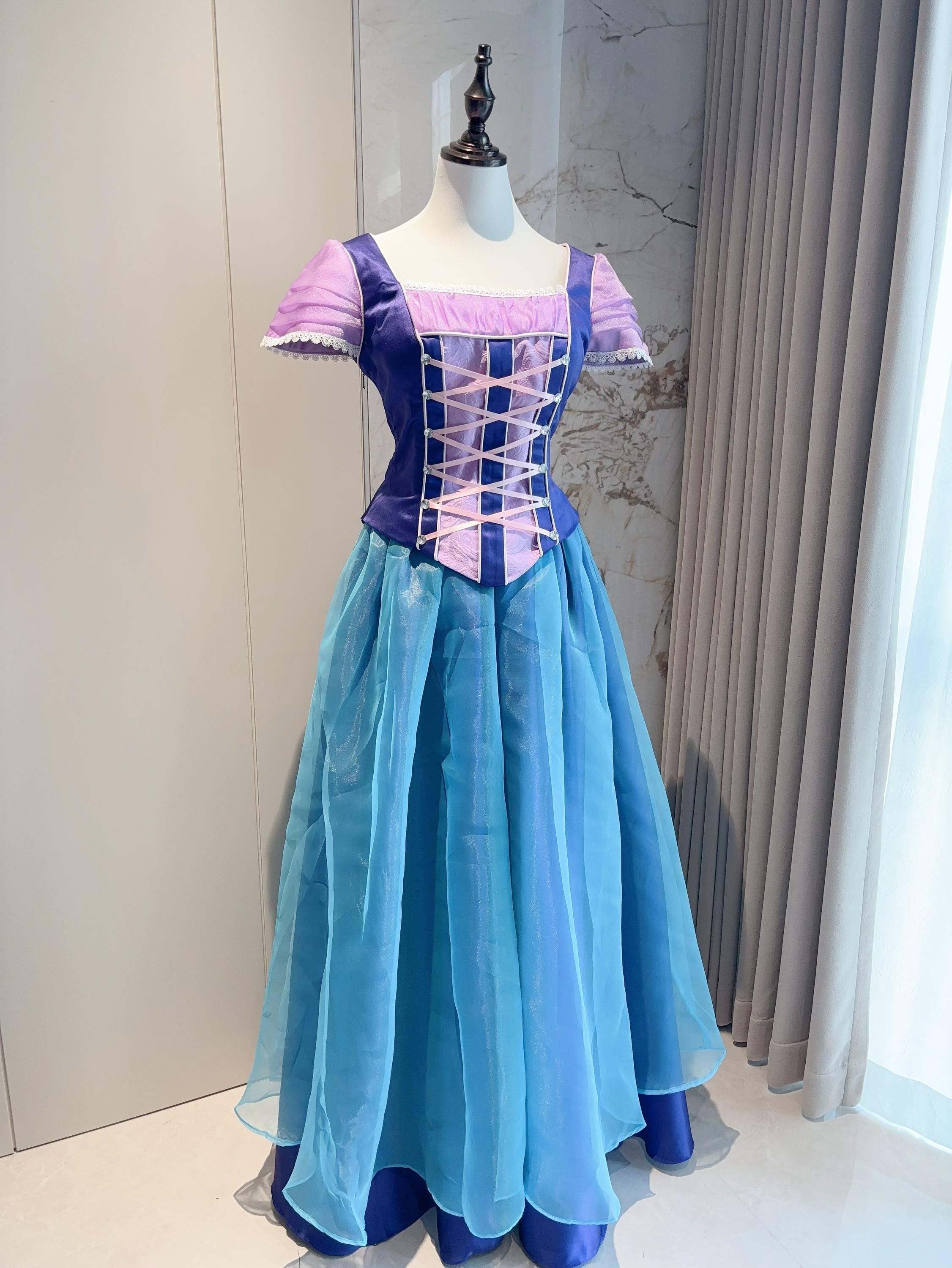 Alexa Blue Dress Diamond Gown Castle Cosplay Costume