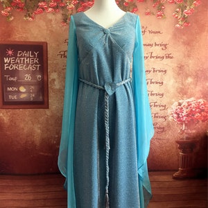silvermist long sleeve dress Long Beaded Dress with Cap Sleeves in Silver Mist