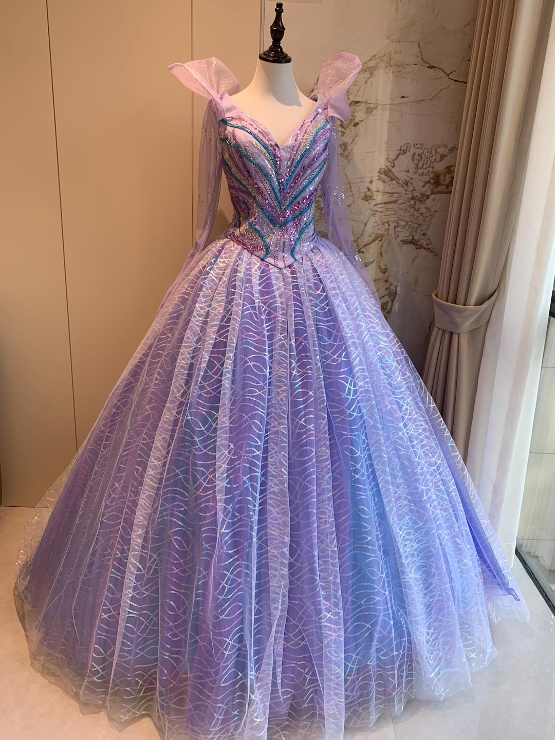 a beautiful blue dress Royal Blue Tiered Sequin Lace Prom Dresses with Slit & Spaghetti Straps