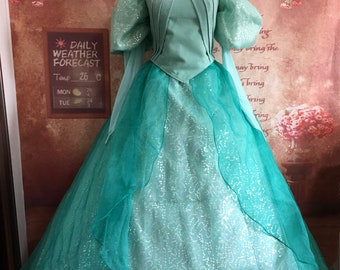 Little Mermaid Princess Ariel Green Dress Cosplay Costume