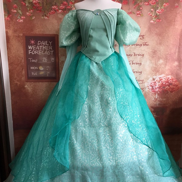 Sirenita princesa Ariel vestido verde disfraz Cosplay